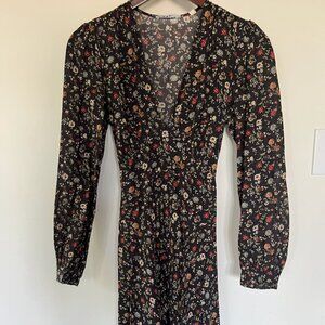 Doen Charleston Dress - Long Sleeve V-Neck Floral (Size XS)